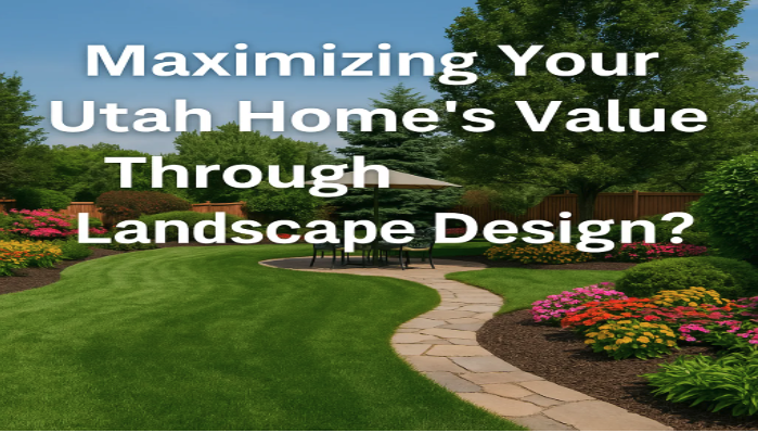 Professionally designed Utah yard with drought-tolerant plants and natural stone hardscape
