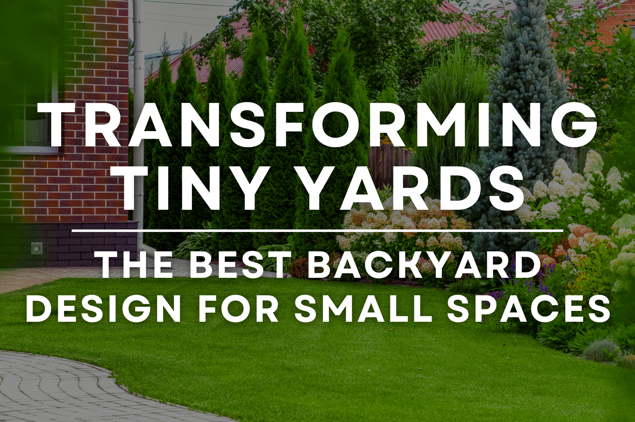 A beautifully designed small backyard with defined zones for lounging, dining, and greenery