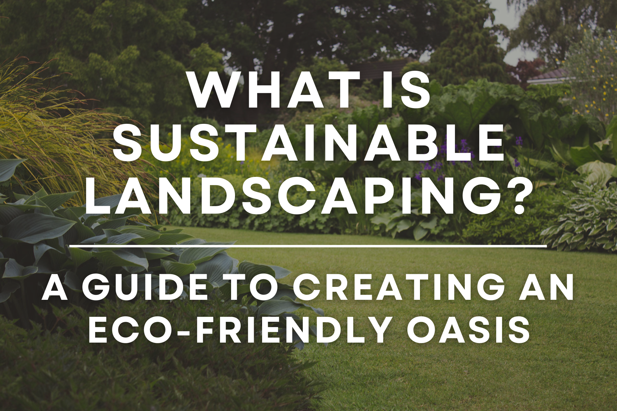 A lush, eco-friendly landscape with native plants, drip irrigation, and wildlife habitat features