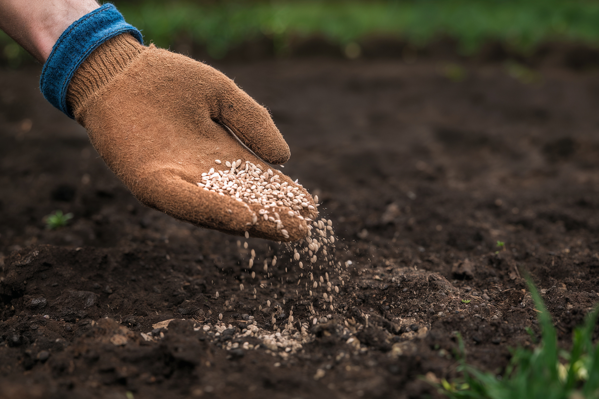 Healthy plants growing without synthetic fertilizers in compost-rich soil