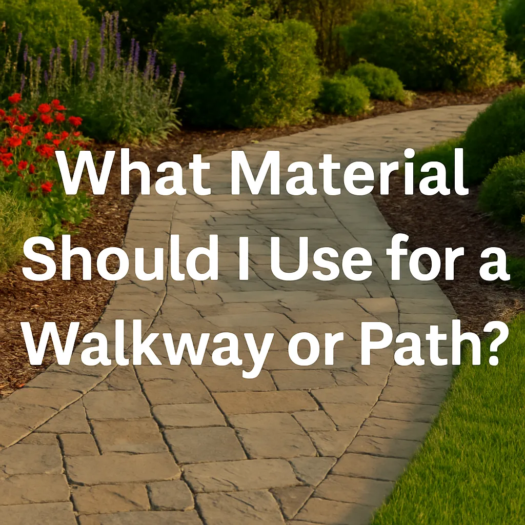 Beautiful flagstone walkway through a Utah landscape garden