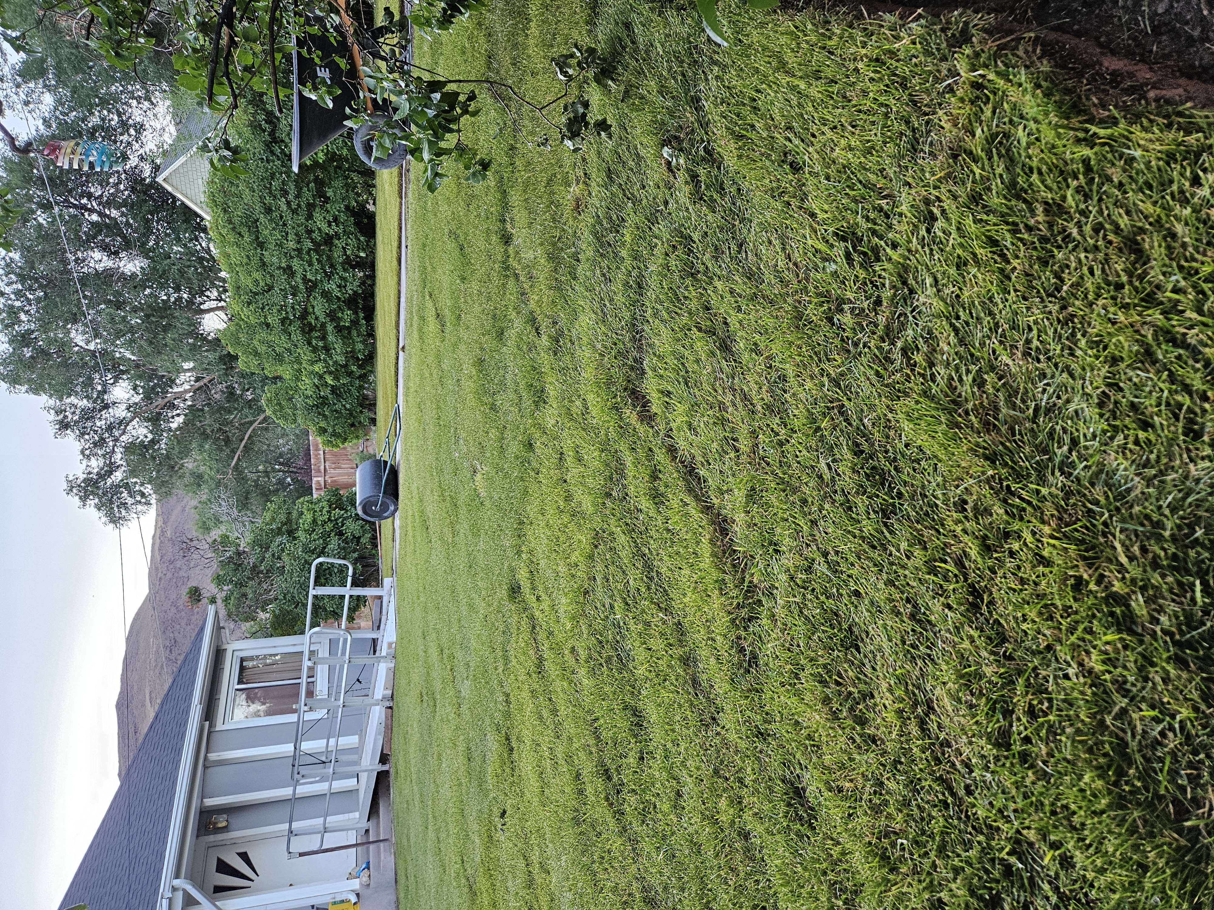 Block retaining wall built to level a sloped residential backyard